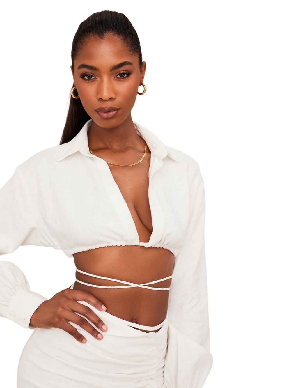 NWOT House of CB IRIS Cropped Shirt
